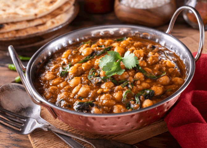 Spinach chickpea curry